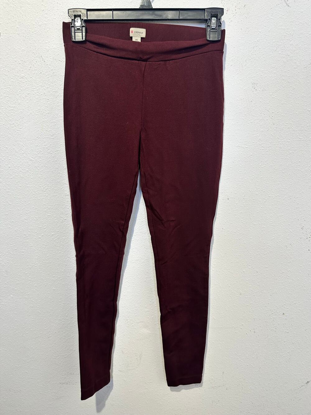 Daniel CREMIEUX Burgundy Maroon Skinny Fitted Pull On Pants size Extra Small